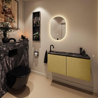 MONDIAZ TURE-DLUX Meuble toilette - 100cm - Oro - EDEN - vasque Lava - position gauche - 1 trou de robinet