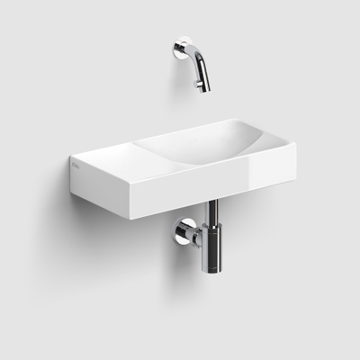 Clou Vale lavabos fontaines en céramique fontaine 38x19x7cm sans trou de robinet gauche Blanc brillant