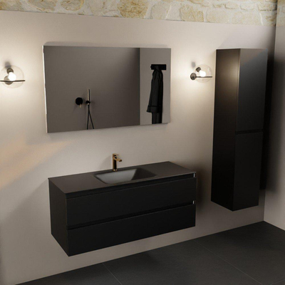 Mondiaz Aivy badmeubelset - 120x45x50cm - 1 kraangat - 1 wasbak urban Solid surface - Midden - 2 lades - Zonder spiegel - MDF Urban