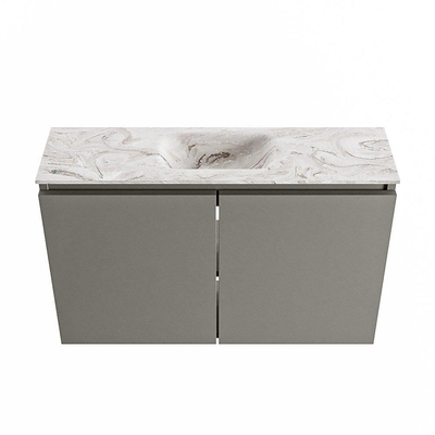 MONDIAZ TURE-DLUX 80cm toiletmeubel Smoke. EDEN wastafel Glace positie midden. Zonder kraangat.