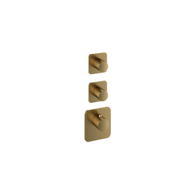 Hotbath Gal Afbouwdeel - voor Highflow Thermostaat - met 2 stopkranen - PVD - geborsteld messing (goud)