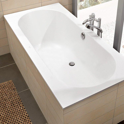 Villeroy & Boch Oberon kunststof duobad quaryl rechthoekig - 190x90x48cm - inclusief poten - Stone White (mat wit)