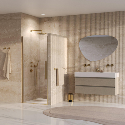 BRAUER Cosmic Nisdeur - 90x200 - draaiend - helder - glas omkeerbaar incl. glascoating - geborsteld goud PVD
