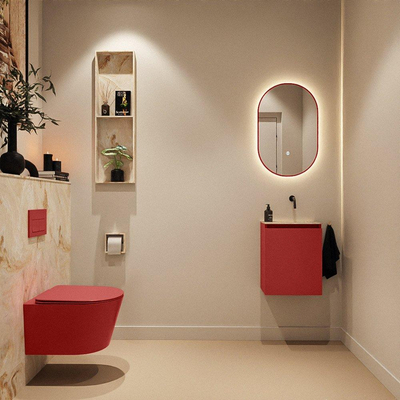 MONDIAZ TURE-DLUX Meuble WC 40 cm Fire. EDEN vasque Frappe position droite. Sans trou de robinet.