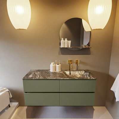 Mondiaz VICA-DLUX ensemble de meuble de salle de bain - 120cm - meuble sous-vasque armée - 4 tiroirs - lavabo encastré nuage droite - sans trous de robinet - version haute de 60cm - lave