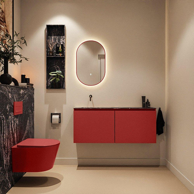 MONDIAZ TURE-DLUX Meuble toilette - 120cm - Fire - EDEN - vasque Lava - position gauche - sans trou de robinet