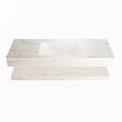 Mondiaz ALAN-DLUX Ensemble de meuble - 120cm - meuble Ostra mat - 0 tiroirs - Lavabo Cloud Ostra suspendu - vasque Centre - 0 trous de robinet