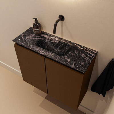 MONDIAZ TURE-DLUX meuble WC 60 cm Rust. EDEN lavabo Lava position milieu. Sans trou de robinet.