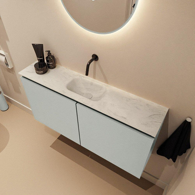 MONDIAZ TURE-DLUX Meuble WC 100cm Greey. EDEN vasque Opalo position milieu. Sans trou de robinet.