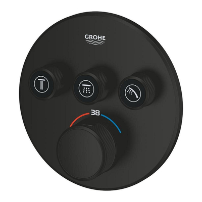 GROHE Grohtherm SmartControl afbouwdeel - rond - thermostatisch - 3 functies - mat zwart