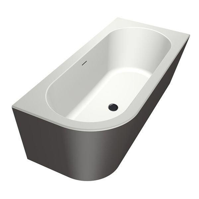 Xenz charley xs baignoire d'angle, droite 165x75 bicolor edelweiss/anthracite avec fente d'évacuation blanc brillant