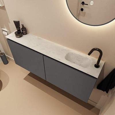 MONDIAZ TURE-DLUX 120cm toiletmeubel Dark Grey. EDEN wastafel Opalo positie rechts. Met 1 kraangat.