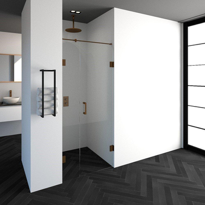 BRAUER Créer porte de douche 90x200cm 2 pièces sans cadre avec anti-calcaire et verre de sécurité 8mm cuivre