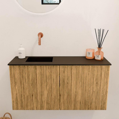Mondiaz JOYA 80cm toiletmeubel - kleur Oak - Wastafel FAYE positie Links Zonder kraangat kleur Urban.
