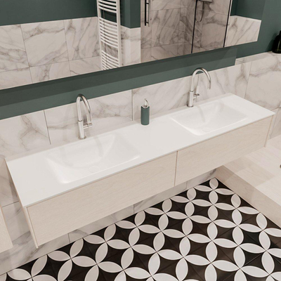 ENSEMBLE DE MEUBLE MONDIAZ LUSH - 180 cm - 2 tiroirs - lavabo cloud - 2 lavabos - 2 trous de robinet - sous-couche
