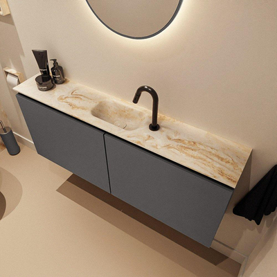MONDIAZ TURE-DLUX Meuble de toilettes 120cm Dark Grey. EDEN vasque Frappe position milieu. Avec 1 trou de robinet.