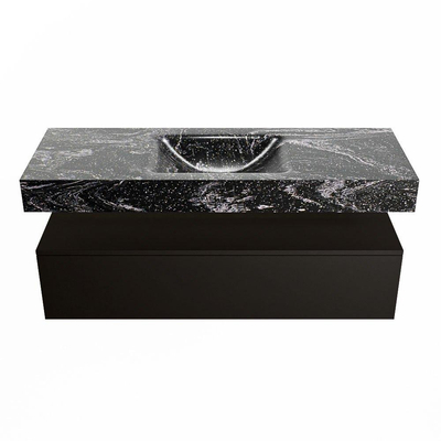 Mondiaz ALAN-DLUX Ensemble de meuble - 130cm - meuble Urban mat - 1 tiroir - Lavabo Cloud Lava suspendu - vasque Centre - 1 trou de robinet