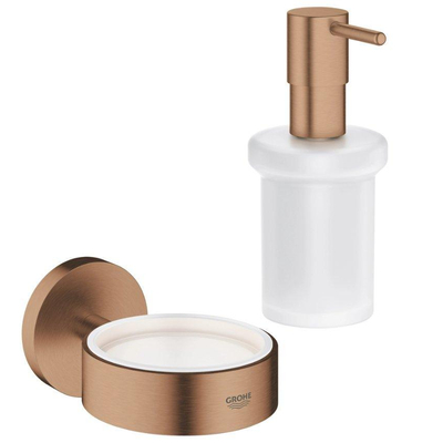 Grohe essentials distributeur de savon en verre avec support brossé Warm sunset brossé (cuivre)