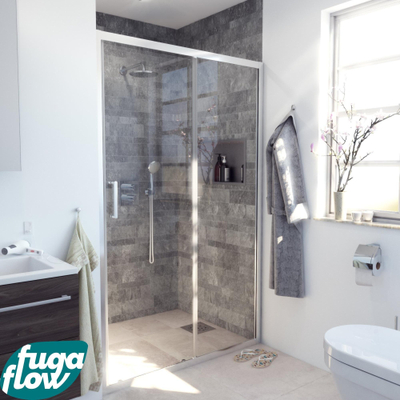 FugaFlow Efficiente Vetro Schuifdeur - 120x190cm - 6mm veiligheidsglas - alu profiel - anti kalk - chroom
