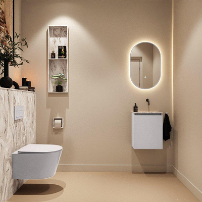 MONDIAZ TURE-DLUX Meuble toilette - 40cm - Cale - EDEN - vasque Glace - position droite - sans trou de robinet