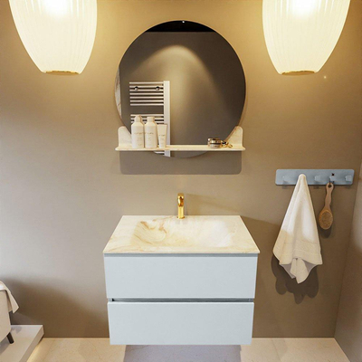 Mondiaz VICA-DLUX Ensemble de meuble de salle de bain - 70cm - meuble sous-vasque argile - 2 tiroirs - lavabo encastré nuage milieu - 1 trou de robinet - version haute 60cm - frape