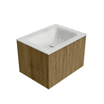 Mondiaz KURVE-DLUX Badkamermeubelset - 60x46x40cm - 1 lade - wastafel solid surface - midden - 1 kraangat - Dusk