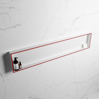 Mondiaz Easy nis 29.5x149.5x8cm voor Inbouw/opbouw 1 open vak Solid surface Talc/Fire