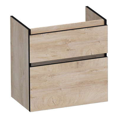 BRAUER Delight Edge meuble sous lavabo peu profond 60 2 tiroirs softclose - sans poignée - 1 découpe pour le siphon - Forest Wheat