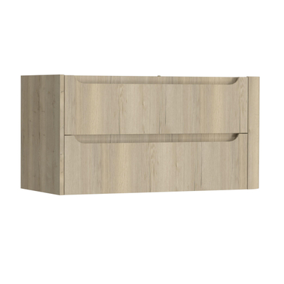 H&R Badmeubelen Juice Meuble sous-vasque - 100x45x50cm - angle droit arrondi - 2 tiroirs - poignée intégrée - chêne français