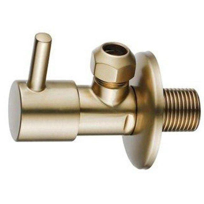 FugaFlow Eccelente Robinet d'arrêt d'angle - coudé - raccord mural 1/2\"" - raccord à compression 3/8\"""" / 10mm pour tuyau - Laiton brossé PVD (Or)"
