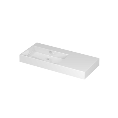 INK Unlimited wastafel - 100x45x11cm porselein links met 1 kraangat - glans wit