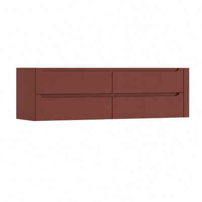 H&R Badmeubelen Juice Wastafelonderkast - 180x45x50cm - rechterhoek afgerond - 4 lades - geïntegreerde greep - Terra mat
