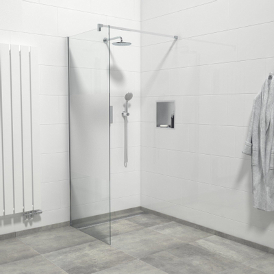 Van Marcke Inloopdouche - 80x200cm - veiligheidsglas - band mat glas - anti kalk - chroom