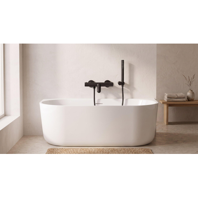 Adema Sparkle 2.0 mitigeur baignoire/douche thermostatique avec support de douchette, flexible de douche et douchette à main mat noir
