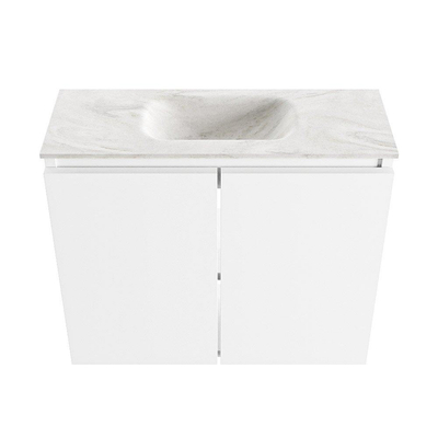 MONDIAZ TURE-DLUX Meuble de toilettes 60 cm Talc. Lavabo EDEN Ostra position milieu. Avec 1 trou de robinet.