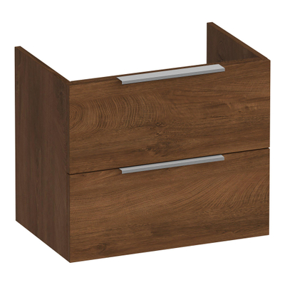 BRAUER Elevate meuble de salle de bains sous-lavabo peu profond 60 sans poignées rapportées 2 tiroirs à fermeture douce et 1 découpe pour siphon - Forest Cacao