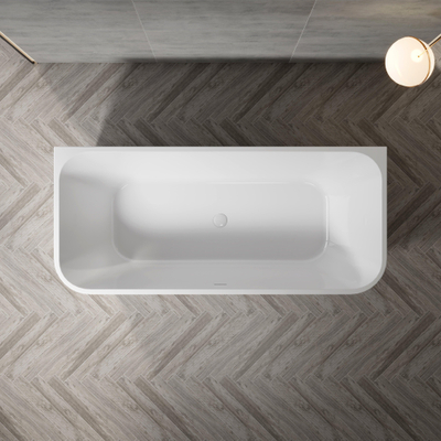 FugaFlow Eccelente Calma half vrijstaand bad - 180x80x58cm - met afvoer - acryl - glans wit