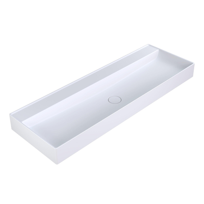 Arcqua Edge Lavabo à poser - 120x47x12cm - sans trou de robinetterie - marbre de synthèse - blanc mat