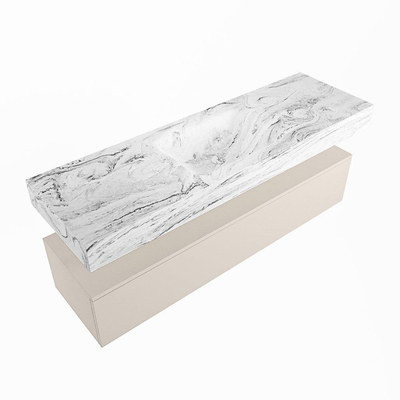Mondiaz ALAN-DLUX Ensemble de meuble - 150cm - meuble Linen mat - 1 tiroir - Lavabo Cloud Glace suspendu - vasque Centre - 0 trous de robinet
