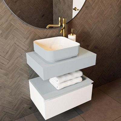 Mondiaz TOP 30 Topblad - 50x30x12cm - geschikt voor afdekplaat - Solid surface - Clay