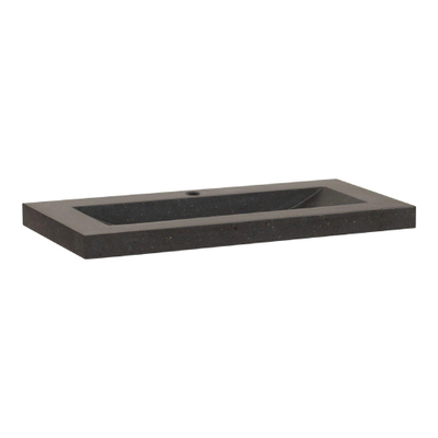 BRAUER Magma wastafel ondiep 80x40x5cm - 1 wasbak - 1 kraangat - natuursteen - basalt antraciet