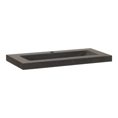 BRAUER Corestone small Meubelwastafel - 80x40x5cm - zonder overloop - wasbak midden - 1 kraangat - natuursteen - basalt