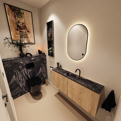 MONDIAZ TURE-DLUX Meuble de toilettes 120 cm Chêne lavé. Lavabo EDEN Lava position milieu. Avec 1 trou de robinet.