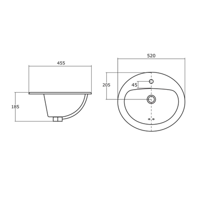 Go by Van Marcke Isicentro lavabo encastré 51x44,5 cm porcelaine blanc avec trou de robinet avec trop-plein
