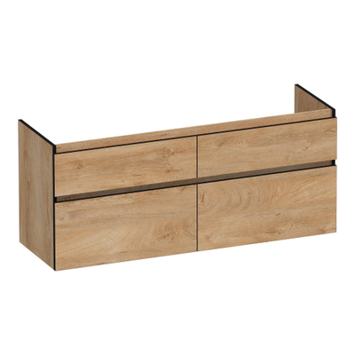 BRAUER Delight Edge wastafelonderkast 140 4 softclose lades - greeploos - 2 sifon uitsparingen - Forest Tan