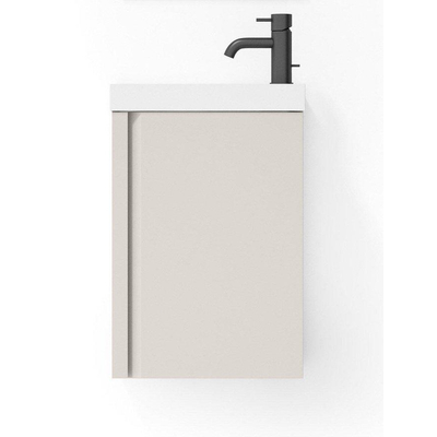 Saniclass Chaci Fonteinkastset - 40x55cm - 1 deur - mineraalmarmer fonteinwastafel - mat cotton (beige)