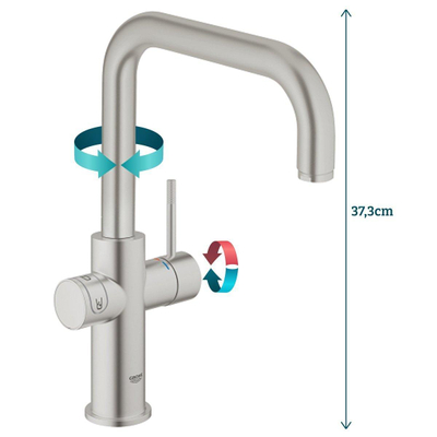 Grohe Blue Home Keukenkraan - u uitloop - met WiFi - bluetooth - Chilled & Sparkling - Brushed Supersteel (RVS)