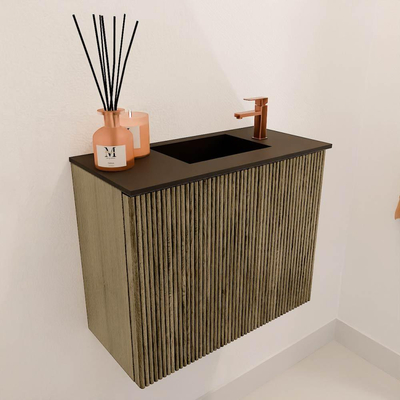 Mondiaz JOYA 50cm toiletmeubel - kleur Dusk - Wastafel FAYE positie Rechts 1 kraangat kleur Urban.