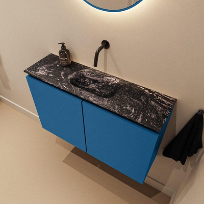 MONDIAZ TURE-DLUX 80cm toiletmeubel Jeans. EDEN wastafel Lava positie midden. Zonder kraangat.