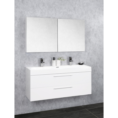 Differnz Somero Ensemble salle de bains 100x54x38cm avec armoire toilette FSC Blanc brillant